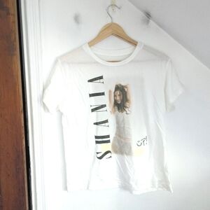DAYDREAMER White Shania Twain Up! Single Graphic Band Shrunken Tee NEW Size S